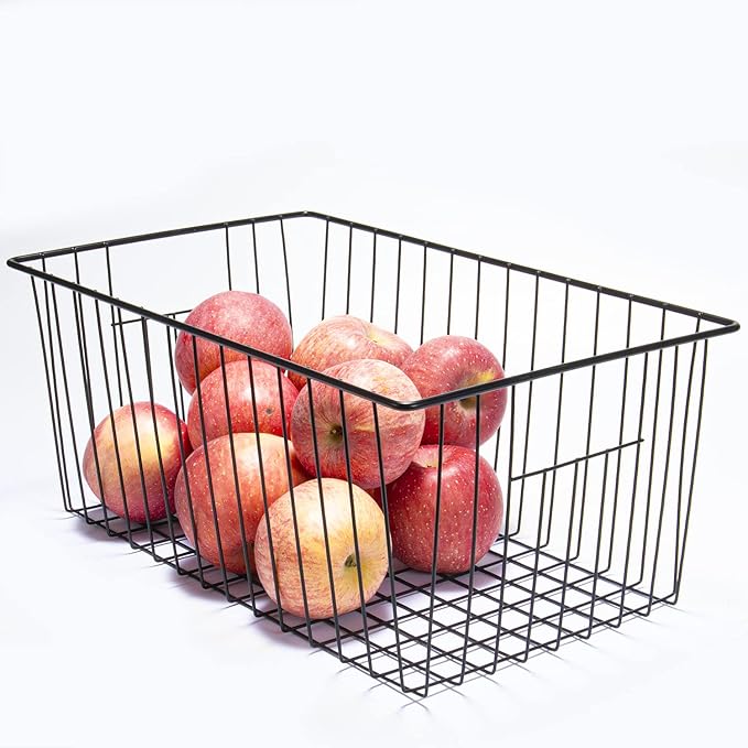 Freezer Organizer Bins, Upright Freezer Baskets for 16, 17, 21 cu.ft Standup Freezer, Durable Freezer Organizer Fully Use Space Improve Air Circulate, 6Pcs, Black