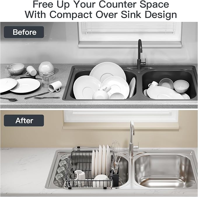 Grey Dish Drying Rack Over Sink - Image 2