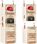 4-Tier Modular Hanging Closet Organizer Shelves, 2+2 Modular Design, Vertical by Homsorout