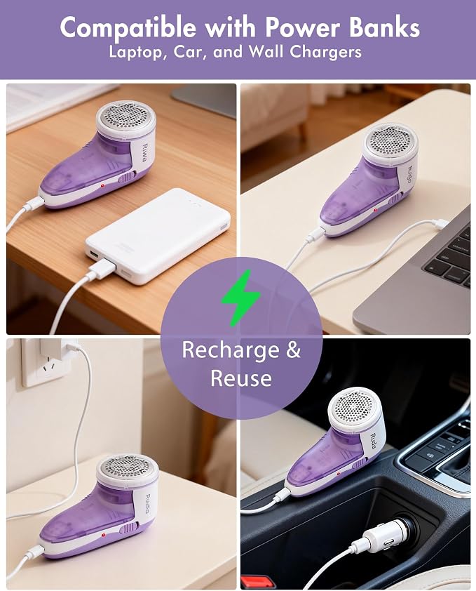 Ruidla Fabric Shaver Lint Shaver Defuzzer, Rechargeable Lint Remover | Electric - Image 8