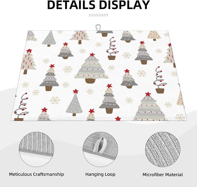 Absorbent Dish Drying Mat For Kitchen Counter, Christmas Tree Microfiber Dish - Image 3
