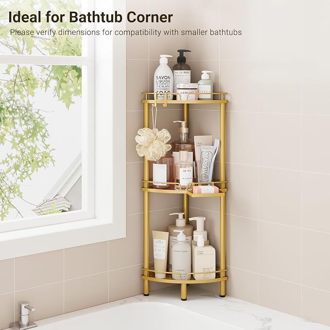 ELYKEN Corner Shower Caddy Standing, 3 Tier Metal Shower Organizer - Image 8