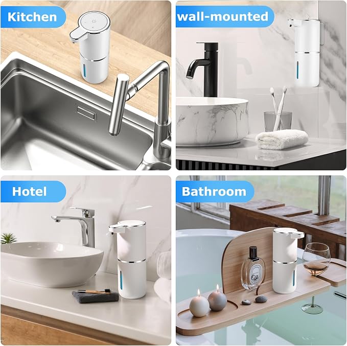 2 Pack Automatic Soap Dispensers, 12.8oz/380ml USB Touchless Automatic Foaming - Image 8