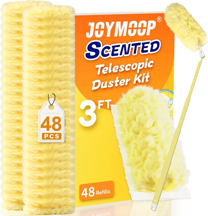 JOYMOOP Scented Telescopic Duster kit, 3FT Extendable Handle + 48 Yellow Refills by JOYMOOP
