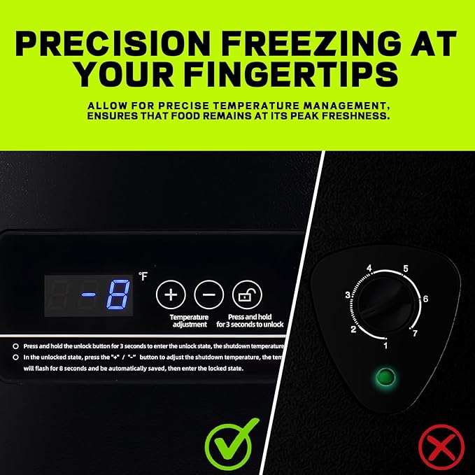 Small Mini Freezer Chest Freezer with 2 Hanging Baskets Electronic Control to 1℉Top Door Open Freezer Energy Saving Quiet Operation Perfect for Dorm, Garage and RVS, Black