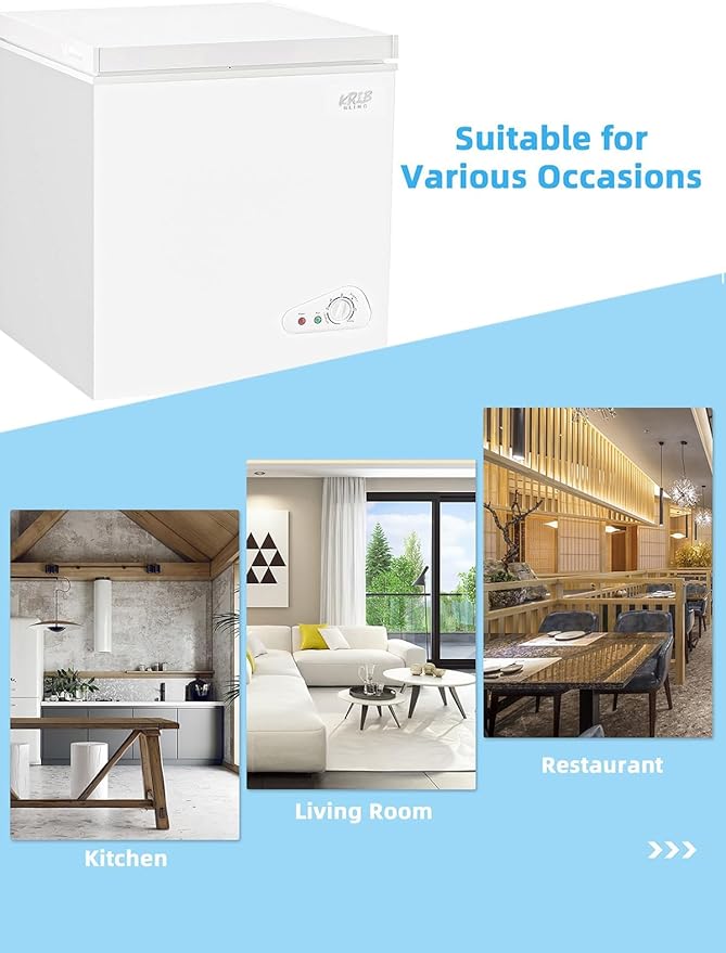 Chest Freezer 7.0 Cu.Ft Mini 7 Gears Temperature Control Compact Deep Freezer with Top Open Door and Removable Storage Basket White