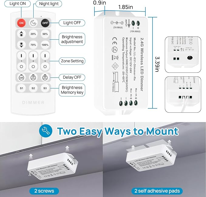 Litever Kitchen Under Cabinet Lights Plug in. Slim. Super Bright. 21W. Dimmable. 1 Remote Controls Multiple Lighting Kits Synchronously. for Kitchen Cabinet Light, Counter Lights, Warm White 3000K.