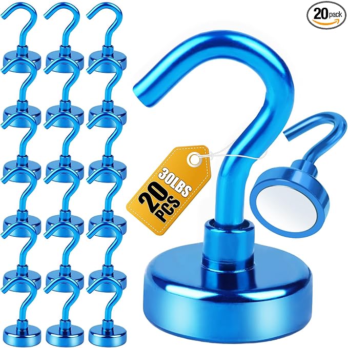 DIYMAG Magnetic Hooks 20pcs 30lbs+ Cruise Essentials 2026 Magnet Hook Blue by DIYMAG