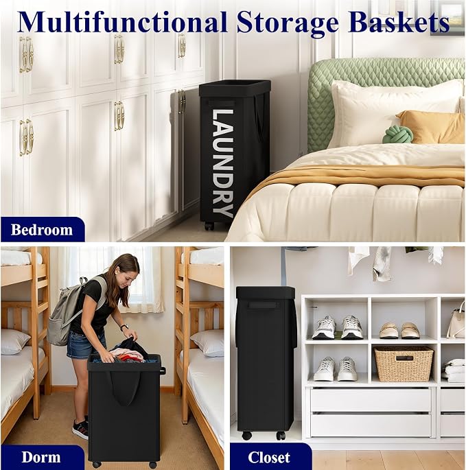 Optish 50L Slim Rolling Laundry Basket - Image 6