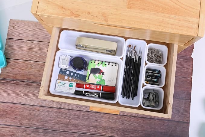Kutesna 15PCS Interlocking Drawer Organizer, Plastic Desk Organizer Set | - Image 5
