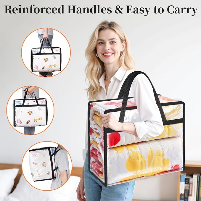 SpaceTrove Clear Storage Bags, foldable waterproof moving bags store comforters - Image 6