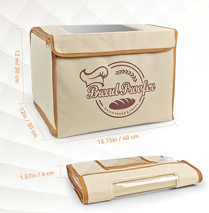 Folding Bread Proofing Box with Digital Temp Controller & 99H Timer and Metal Rack Multi-tier Insulated Collapsible Proofers for Sourdough, Pizza, Bread Baking, Yogurt, Kombucha