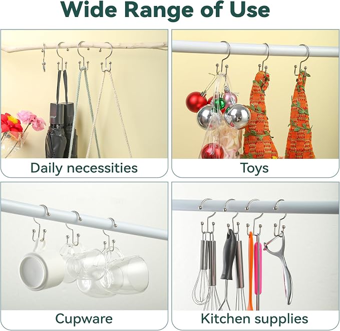 Shower Curtain Hooks, Durable Shower Curtain Rings Rust Proof, Double Glide - Image 7
