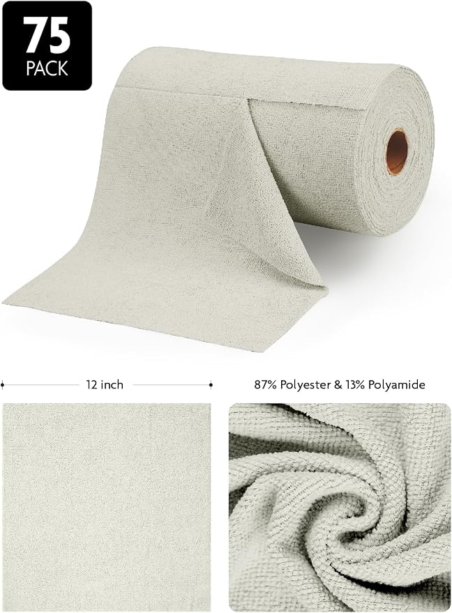 Fantasticlean Microfiber Cleaning Cloth Roll- 75 Sheets, Tear-away Microfiber - Image 6