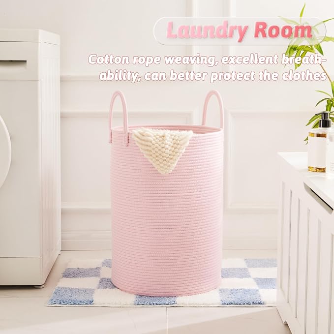 Artfeel Laundry Basket, Woven Cotton Rope Laundry Hamper, 100L - Image 5