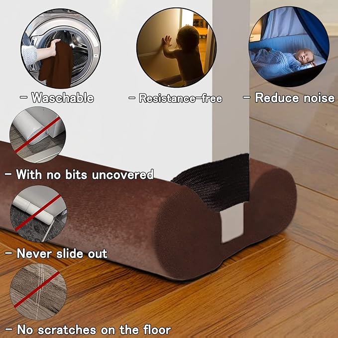BKSAI Door Draft Stopper for Doors 31-39" No Adhesive Draft Stopper for Bottom - Image 5