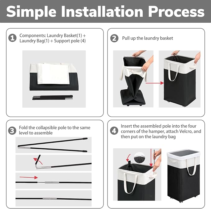 Goodpick 2-Pack Rolling Laundry Basket - Image 2