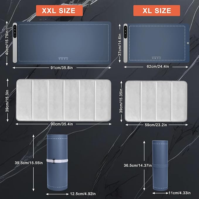 FYY Warming Mat for Food with Heat Resistant Pad, Prevent Countertop Cracks, Keep Meal Warm, Rapid and Full Surface Heating, 6 Temp Settings, 6H Timer, Upgraded Rollable Portable Food Warmer Mat Blue