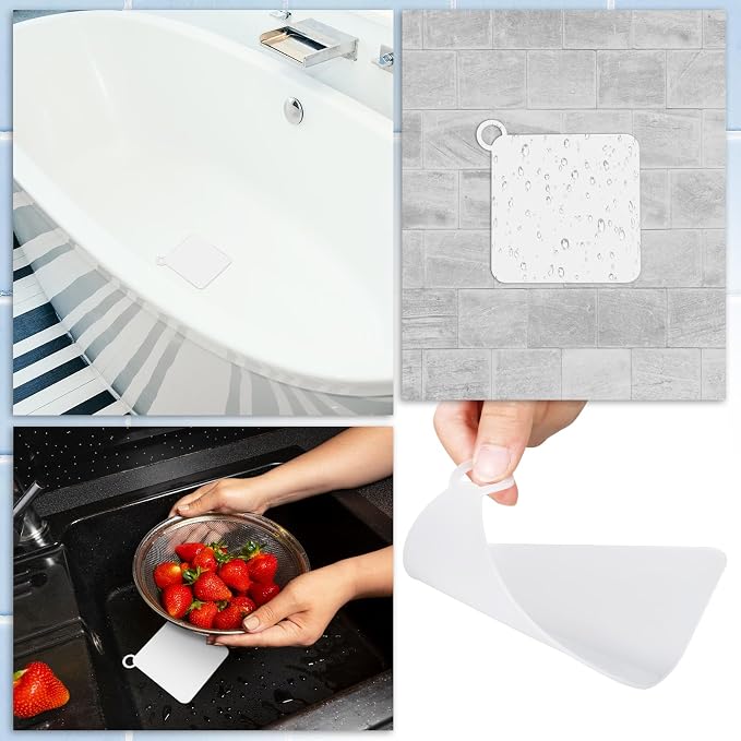 Drain Covers to Keep Bugs Out 2 Pieces Silicone Shower Drain Cover Square - Image 5