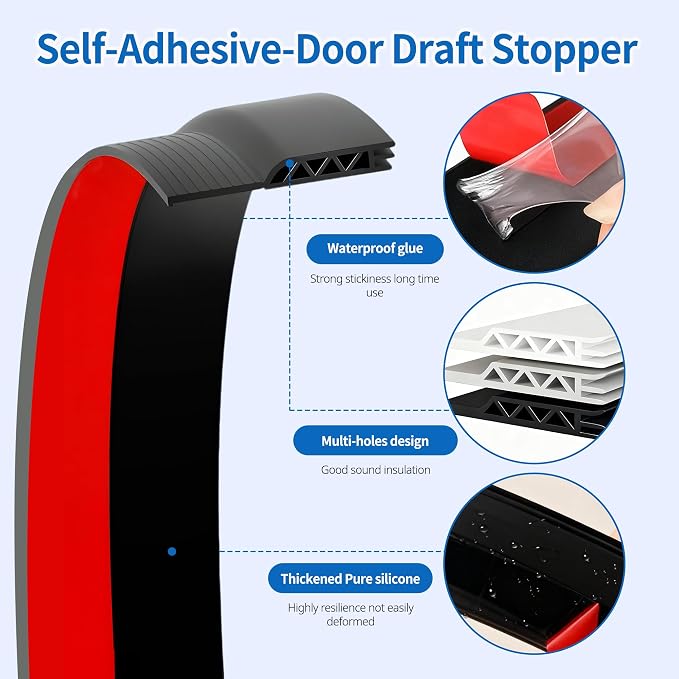 4 Pack Door Draft Stopper Sheets, Door Sweep - Image 3