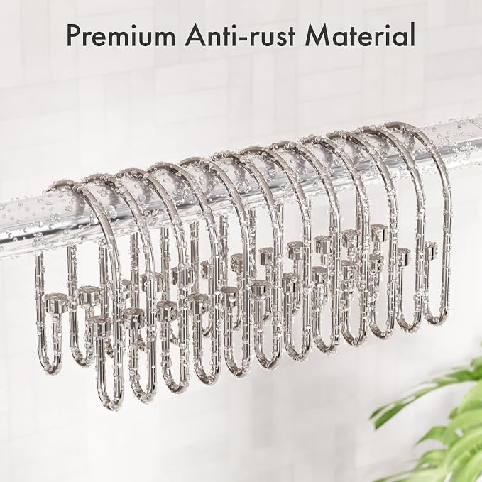 AmazerBath Shower Curtain Hooks, Nickel Double Hook Shower Curtain Hooks Rust - Image 6