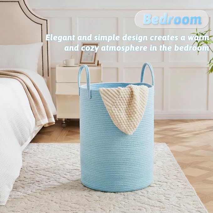 Laundry Basket, Woven Cotton Rope Laundry Hamper, 100L - Image 4