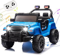 Kid's Ride on Truck Car, 12V Electric Car W/Parents Control, Ride on Toys for Toddlers with Music, Bluetooth, Four-Wheels Suspension, USB, Headlights, Blue