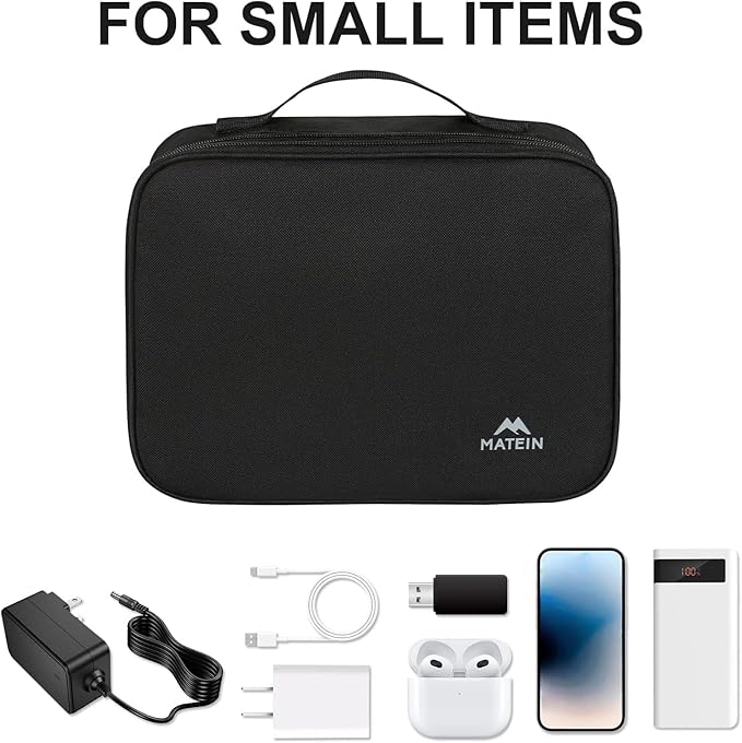 MATEIN Small Electronic Organizer Travel Case, Double Layer Cable Organizer | - Image 2