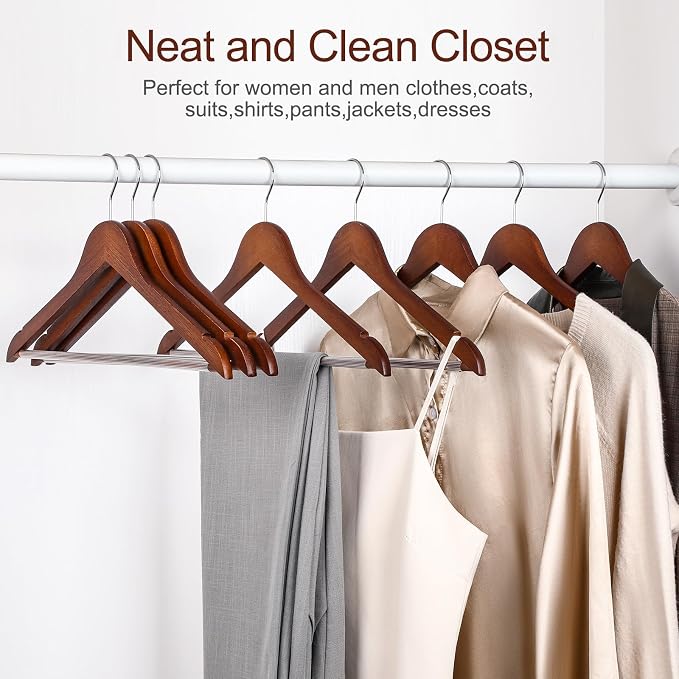 TOPIA HANGER Walnut Wooden Hangers 30 Pack, Heavy Duty Clothes Hangers | - Image 7