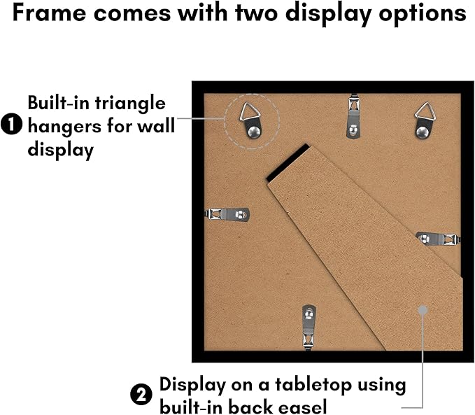 Americanflat 9x9 Picture Frame with Polished Plexiglass - Set of 5 - Use as 6x6 Frame with Mat or Display 9x9 Photo Without Mat - Galleria Collection - Square Frames for Tabletop and Wall - Black