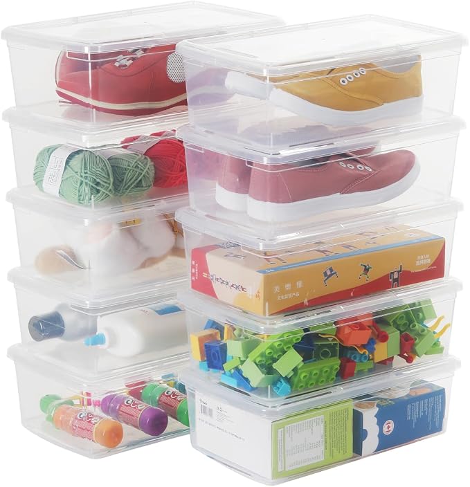 Stackable Plastic Storage Shoebox, BPA-Free Nestable Container by OMNISAFE