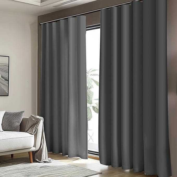 Room Divider Blackout Curtain Track Curtains Wall Dividers Panels Screen for Living Rooms Bedroom Office Privacy Partition Separation, W150 × L120 Inch,1 Panel, Grey