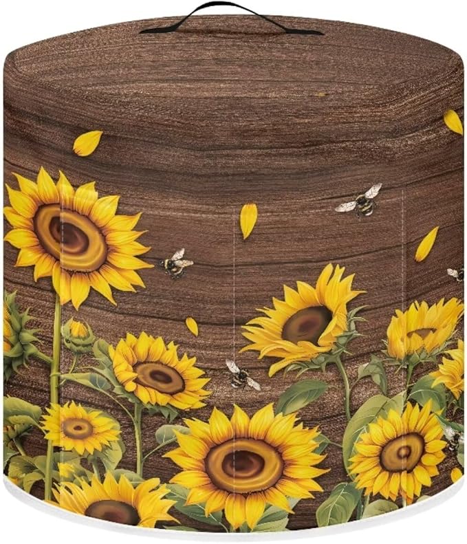 8 Quart Pressure Cooker Cover Dust-Proof Kitchen Appliance Air Fryer Cover with Handle and Pockets Keep Kitchen Appliance Clean Home Decor, Sunflower Bee Wood Grain
