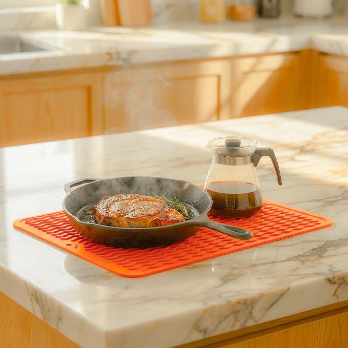 MicoYang Silicone Dish Drying Mat — Quick-Dry Ridges Counter & Sink Pad - Image 8