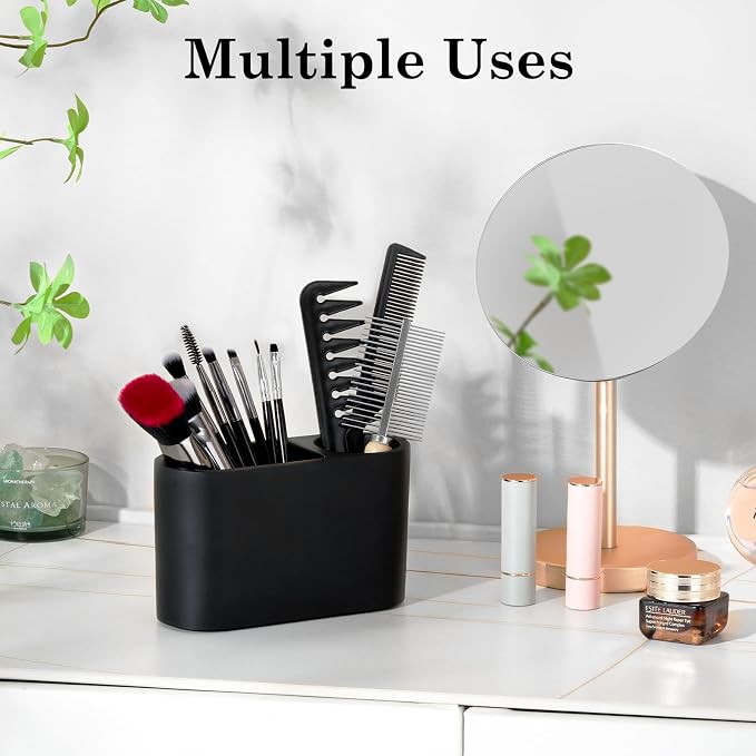 Luxspire 2 Slots Toothbrush and Toothpaste Holder, Matte Black | Resin - Image 5