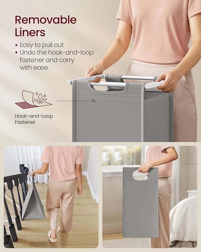 VASAGLE Laundry Hamper with Shelf, 2 Pull-Out Bags, 2 x 12.1 Gallons - Image 7