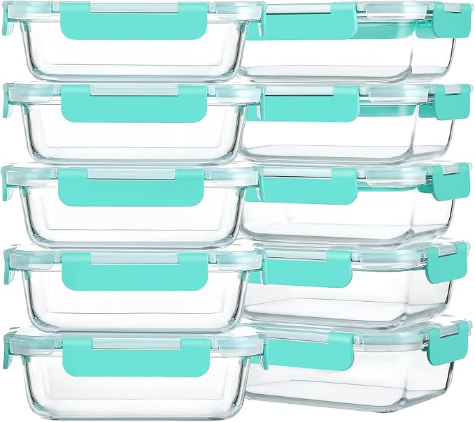 M MCIRCO 10 Pack, 22 oz Glass Food Storage Containers by MMCIRCO