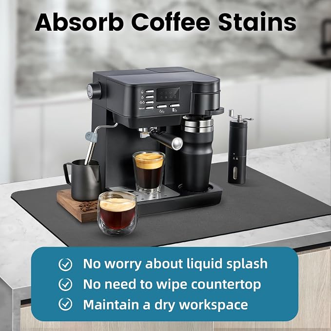 PoYang 24x16 Inch Coffee Mat, Large Dish Drying Mat, Stain-Hiding, Non-Slip & - Image 8