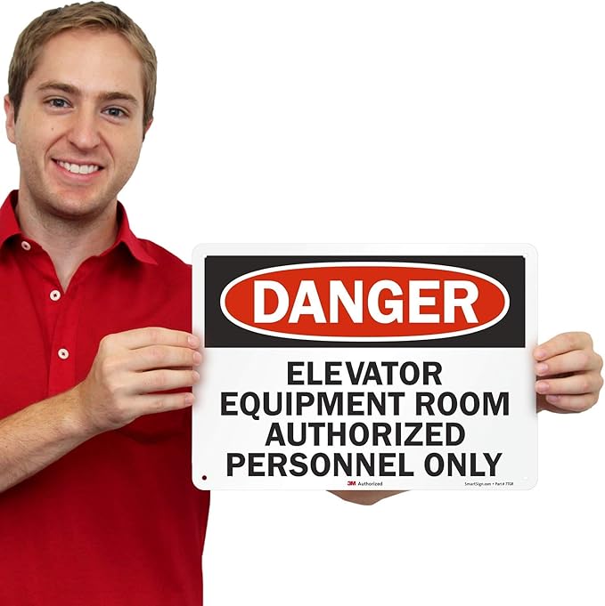 "Danger - Elevator Equipment Room, Authorized Personnel Only" Sign By SmartSign | 10" x 14" 3M Reflective Aluminum