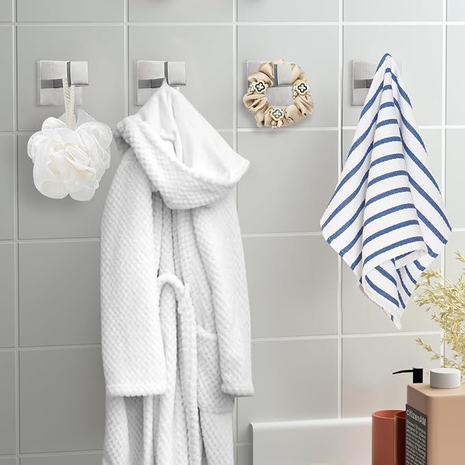 IBosins 4-Pack Towel Hooks Hand Towel Holder Bathroom Robe Hanger Silver | - Image 5
