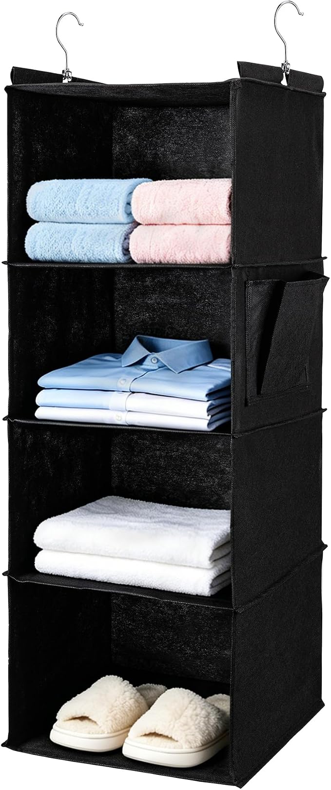 Hanging Closet Organizer and Shelves, 4 Shelves by BOOMIBOO