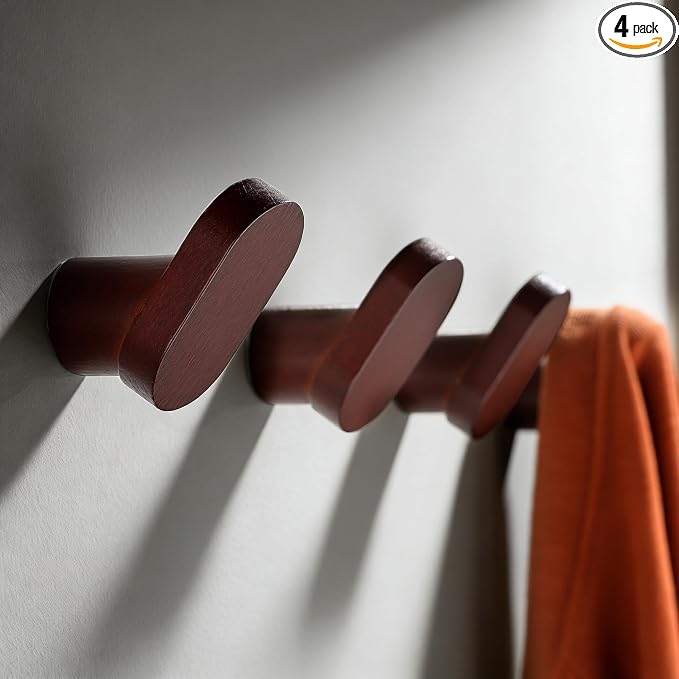 Screw-In Foot Shape Wall Hooks—Solid Beech Wood, PU Water-Resistant Coating | 4 by DELITON