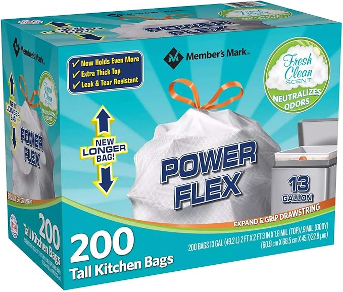 Member's Mark Power Flex Tall Kitchen Drawstring Trash Bags - Image 2