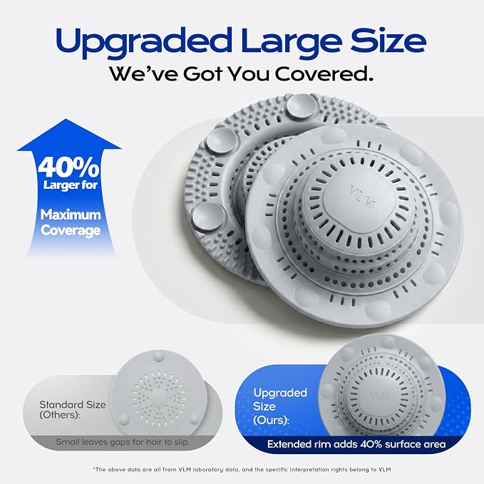 VLM 2 Pack Shower Hair Drain Catcher, Collapsible Silicone Hair Catcher Shower - Image 2