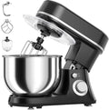 800W Stand Mixer with 5.3QT Stainless Steel Bowl - 6+P Adjustable Speed Electric Kitchen Mixer with Dough Hook, Whisk & Beater, Tilt-Head & Non-Slip Design- Black (YD-385NS)