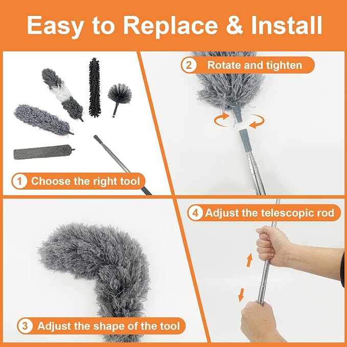 15 PCS Feather Dusters for Cleaning, Microfiber Duster - Image 5