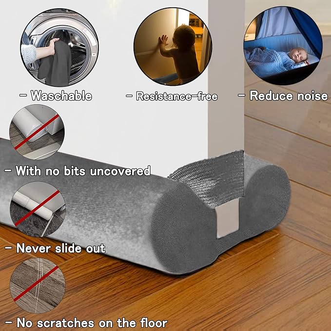 BKSAI Door Draft Stopper for Doors 29-35" No Adhesive Draft Stopper for Bottom - Image 7