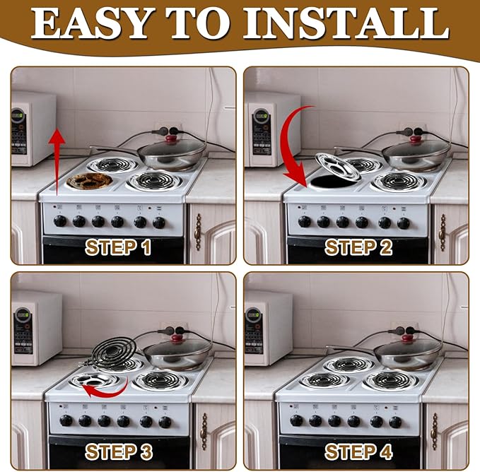W10196405 W10196406 Electric Stove Burner Drip Pans & MP21YA MP15YA Electric Range Burner Element Unit Set fit for Whirlpool Kenmore Amana Range Oven/Stove by Cenipar