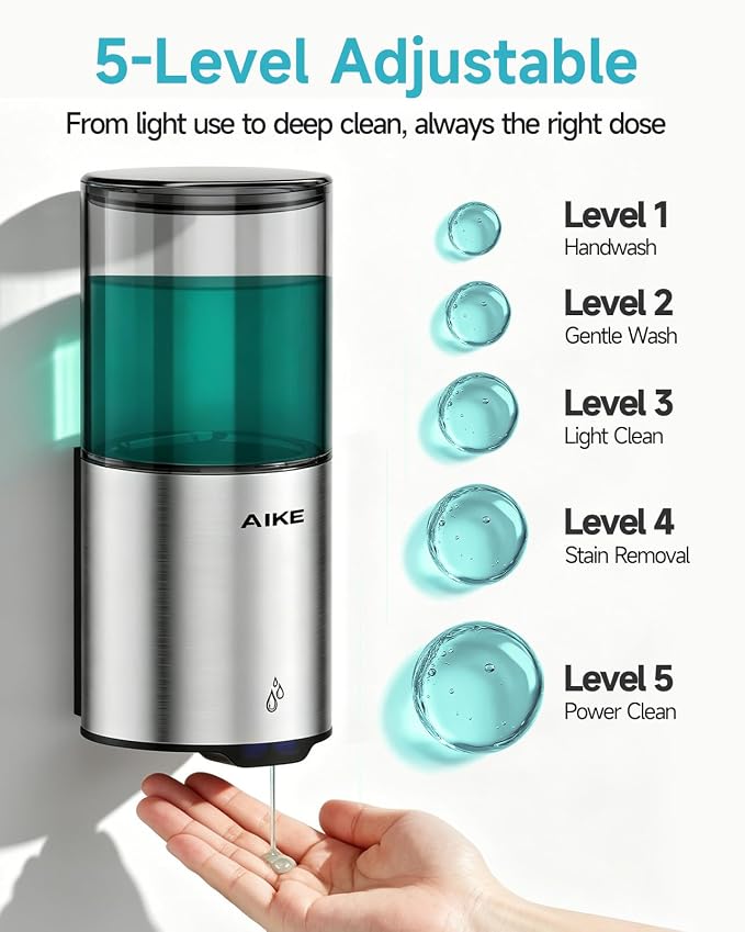 AIKE Automatic Soap Dispenser IPX7 Waterproof 13.5oz Stainless Finish | - Image 3