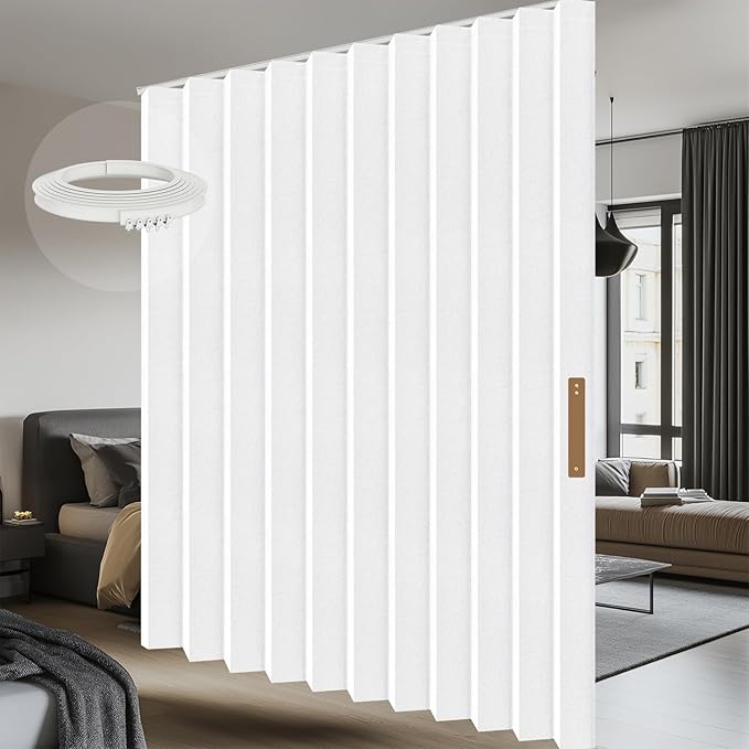100% Blackout Room Divider Curtains - Total Privacy Curtain Panel, Thermal Insulated Noise Reduction Curtain for Bedroom Windows,Include Ceiling Curtain Track(White, W100 x L108, 1 Pack)